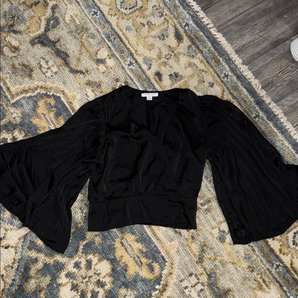 FAVLUX Black Bell Sleeve Blouse